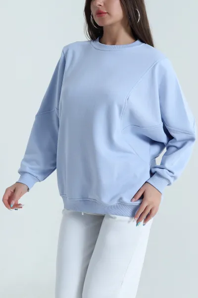 Bebe Mavisi Yarasa Kol Üç İp Kadın Sweat 484262