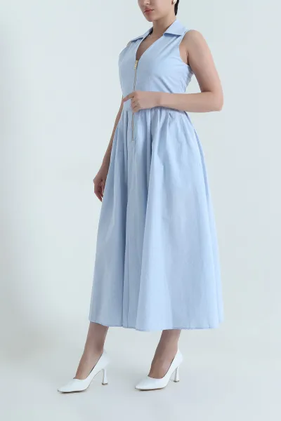Bebe Mavisi Yeni Sezon Fermuarlı Çilek Kadın Elbise 466121