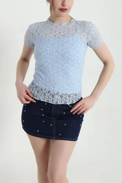 Bebe Mavisi Yeni Sezon Kadın Tül Bluz 450874