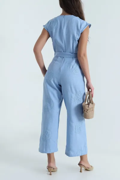 Bebe Mavisi Yeni Sezon Nakışlı Kadın Tulum 481886