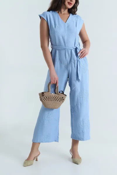 Bebe Mavisi Yeni Sezon Nakışlı Kadın Tulum 481886