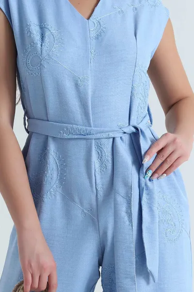 Bebe Mavisi Yeni Sezon Nakışlı Kadın Tulum 481886
