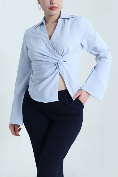Bebe Mavisi Yeni Sezon Poplin Kadın Bluz 461395