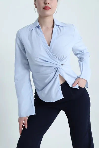 Bebe Mavisi Yeni Sezon Poplin Kadın Bluz 461395