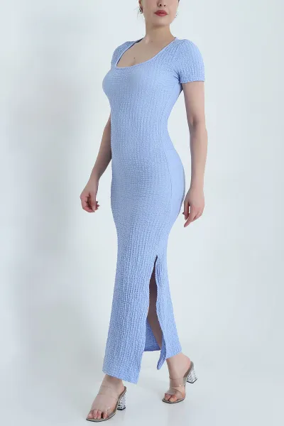 bebe-mavisi-yirtmacli-gofre-kadin-elbise-470277