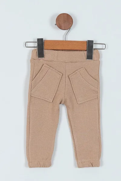 Bej (0-15 Ay) Baskılı Waffle Kumaş İki İp Erkek Bebe Takım 229147