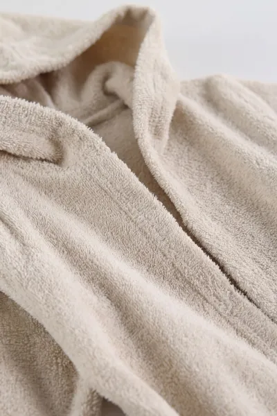 Bej (0-24 Ay) Ayı Nakışlı Unisex Bebek Bornoz Seti 476659