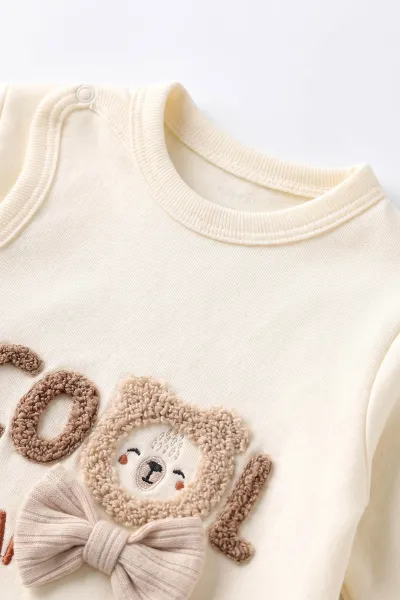 Bej (0-3 Ay)Süzene Cool Nakışlı  Patikli ve Şapkalı Erkek Bebek 3'lü Takım 477130