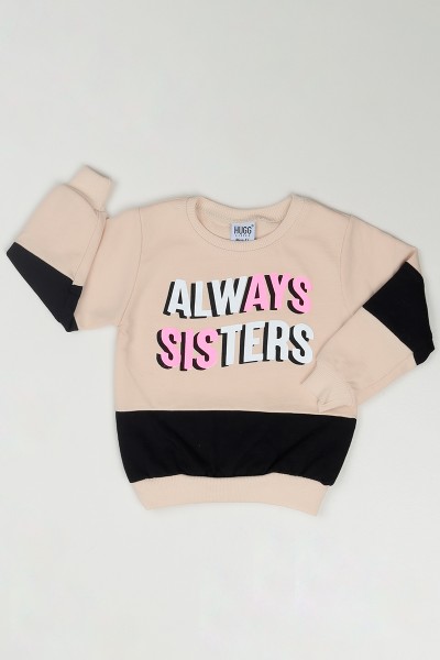 Bej (1-4 Yaş) Always Sisters Baskılı Kız Çocuk Sweatshirt 85570
