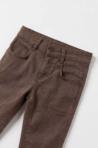 Bej (1-5 Yaş) Bodyli Triko Kazaklı  Gabardin Pantolonlu Erkek Çocuk 3'lü Takım 500875