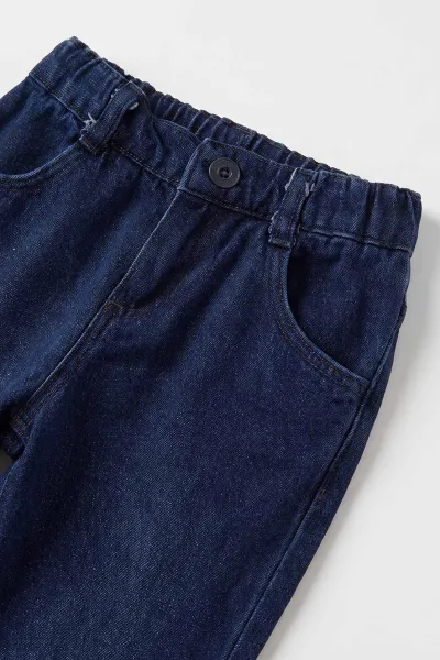 Bej (1-5 Yaş) Çizgili Gömlekli Balon Nakışlı Triko Sweatli Kot Pantolonlu Erkek Çocuk 3'lü Takım 501285