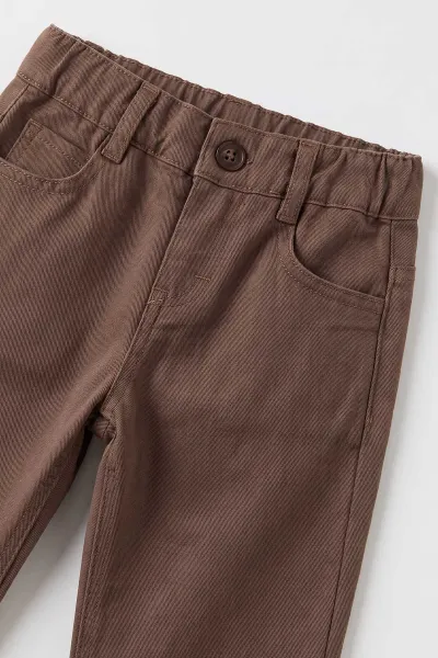 Bej (1-5 Yaş) Gömlekli Ayı Nakışlı Triko Hırkalı  Gabardin Pantolonlu Erkek Çocuk 3'lü Takım 501153