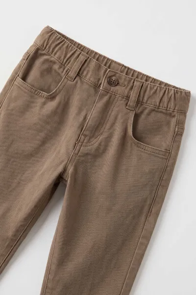 Bej (1-5 Yaş) Keten Gömlekli Triko Hırkalı Gabardin Pantolonlu Erkek Çocuk 3'lü Takım 500873