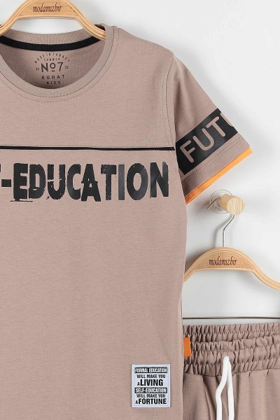 Bej (11-14 Yaş) Self Educatıon Baskılı Bel Bağlamalı Erkek Çocuk Takım 172390