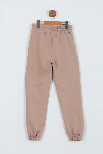 Bej (13-16 Yaş) Çıma Detaylı Kız Çocuk Eşofman Alt 230622