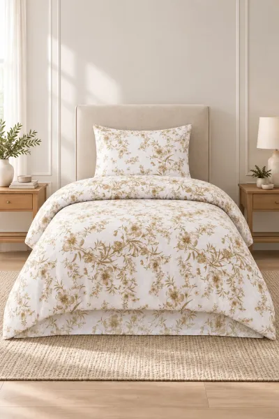 Bej 160x220 Cm Bella Home Tek Kişilik Lastikli Çarşaf Nevresim Takımı 491123