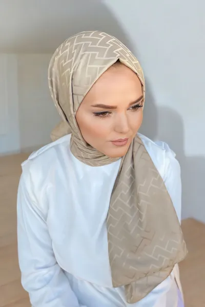 Bej 180x70 Jakar İpeksi Labirent Desen Şal 298254