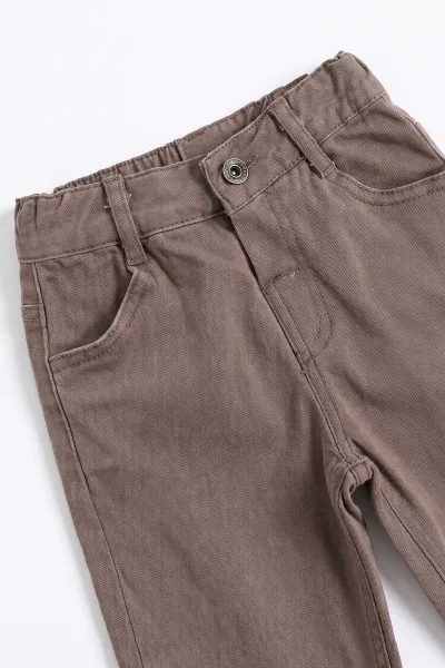 Bej (2-6 Yaş) Baskılı Badili Gabardin Pantolonlu ve Montlu Erkek Çocuk 3'lü Takım 499753
