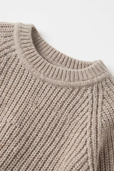 Bej (2-8 Yaş) Dikişsiz Selanik Örgülü Unisex Çocuk Kazak 474928