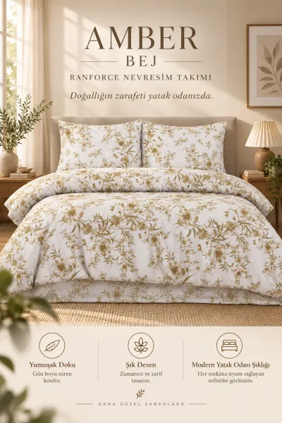Bej 200x220 Cm Bella Home Lastiksiz Battal Boy New Box Nevresim Takımı 487091