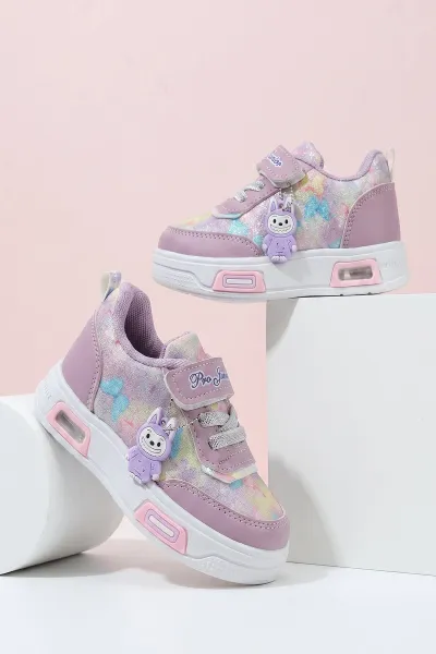 Bej ( 22 - 25 ) Bağcıklı Cırt Bantlı Kız Bebek Spor Ayakkabı 463294