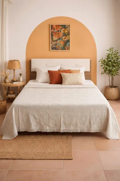 Bej 220x240 Cm Bella Home Çift Kişilik Safir Kopanakî Lüks Pike 434842
