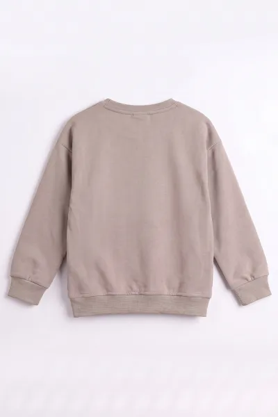 Bej (3-12 Yaş) Dont Give Baskılı Erkek Çocuk Sweatshirt 479165