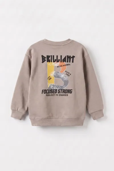 Bej (3-12 Yaş)Baskılı 2 İp Erkek Çocuk Sweatshirt 484121
