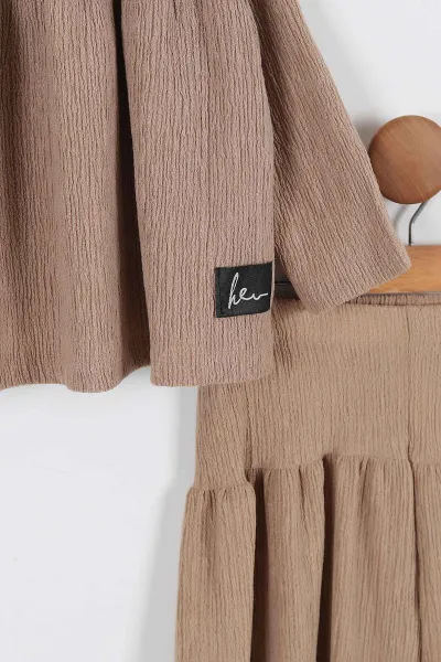 Bej (3-12 Yaş)Panama Kumaş Kız Çocuk İkili Takım 337481
