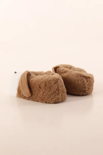 Bej ( 30 - 35 ) Peluş Köpekli Kız Çocuk Panduf 393587
