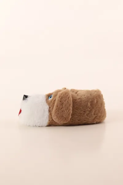 Bej ( 30 - 35 ) Peluş Köpekli Kız Çocuk Panduf 393587