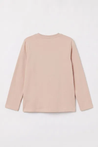 Bej (4-12 Yaş) Fiyonk Taş Baskılı İçi Şardonlu Kız Çocuk Sweatshirt 498566