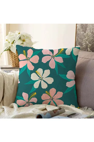 Zümrüt Yeşili 43x43 Dijital Baskılı Fermuarlı Modern Kırlent Kılıfı 272889