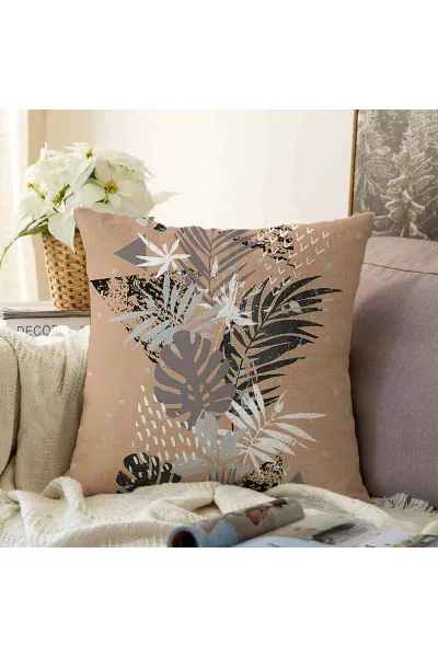 Bisküvi 43x43 Dijital Baskılı Fermuarlı Modern Kırlent Kılıfı 272899