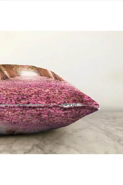 Fuşya 43x43 Dijital Baskılı Fermuarlı Modern Kırlent Kılıfı 272909