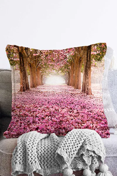Fuşya 43x43 Dijital Baskılı Fermuarlı Modern Kırlent Kılıfı 272909