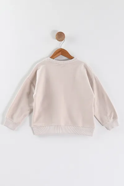 Bej (5-8 Yaş)Bad Life Baskılı Kız Çocuk Sweatshirt 432933