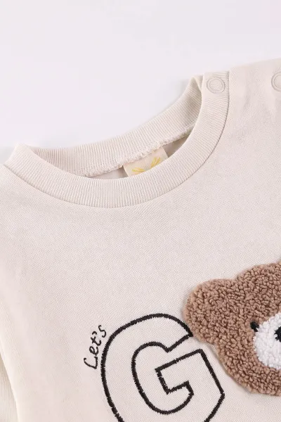 Bej (6-18 Ay)Süzene Nakışlı Çıtçıtlı Çimalı Erkek Bebek Takım 477875
