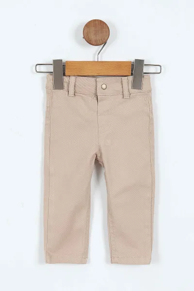 Bej (6-24 Ay) Baskılı Bodyli  Triko Ceketli Gabardin Pantolonlu Erkek Bebek 3'lü Takım 408449