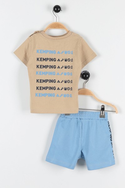 Bej (6-24 Ay) Kempıng Baskılı Erkek Bebe Takım 170741