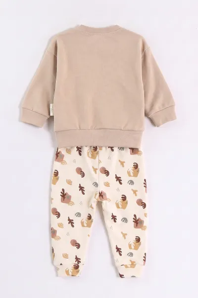 Bej (6-24 Ay) Nakışlı Erkek Bebek 2'li Takım 473064