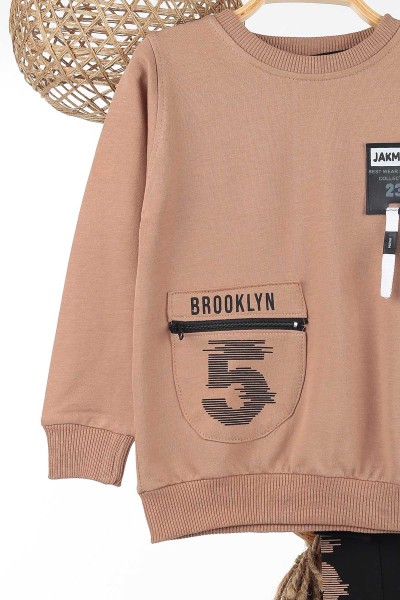 Bej (7-10 Yaş) Brooklyn Baskılı Erkek Çocuk Takım 142529
