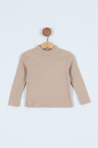 Bej (7-10 Yaş) Ribanalı Kız Çocuk Sweat 209881