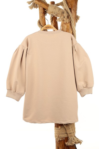 Bej (7-10 Yaş) You Are So Baskılı Kız Çocuk Tunik 155287