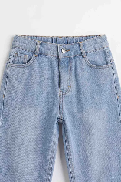 Bej (7-11 Yaş) Fitilli Bodyli Peluş Yelekli Kot Pantolonlu Kız Çocuk 3'lü Takım 500968