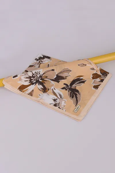 Bej 75*180 Cm Çok Çiçek Baskılı Dijital Soft Tülbent Şal 469401
