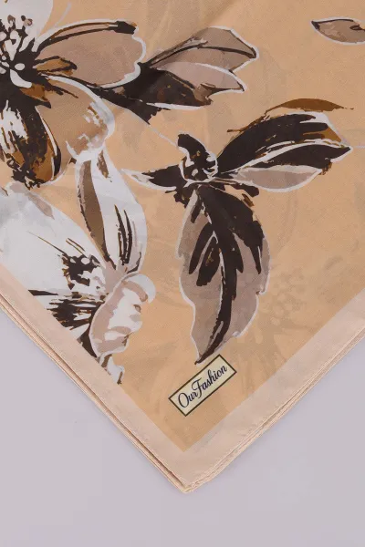 Bej 75*180 Cm Çok Çiçek Baskılı Dijital Soft Tülbent Şal 469401