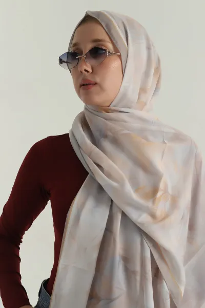 Bej 75x180 Cm Our Fashion Dijital Baskılı Desenli Nova Şal 396792