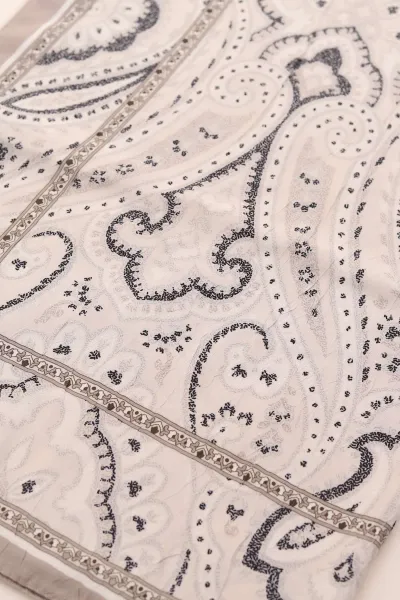 Bej 75x180 Cm Our Fashion Dijital Baskılı Desenli Bambu Kraş Şal 408729
