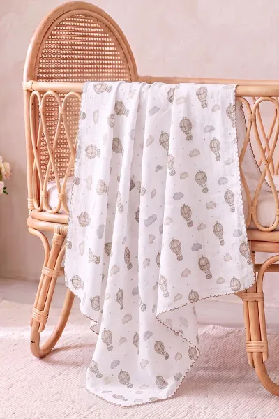Bej (80*90 Cm) Desenli Müslin Bebek Battaniye 489297
